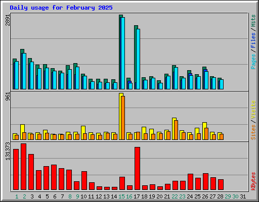 Daily usage for February 2025