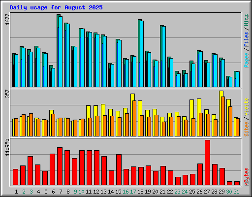 Daily usage for August 2025