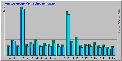 Hourly usage for February 2025