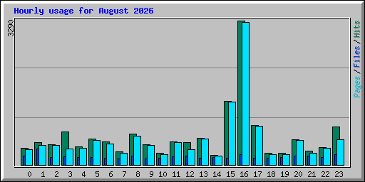 Hourly usage for August 2026